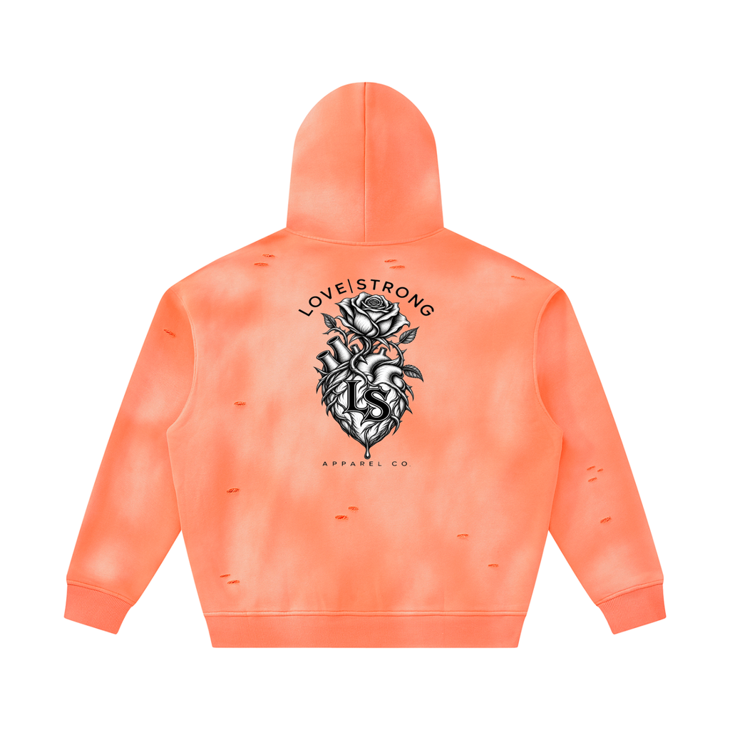 Thorned heart - Sunfade Frayed Fleece Hoodie