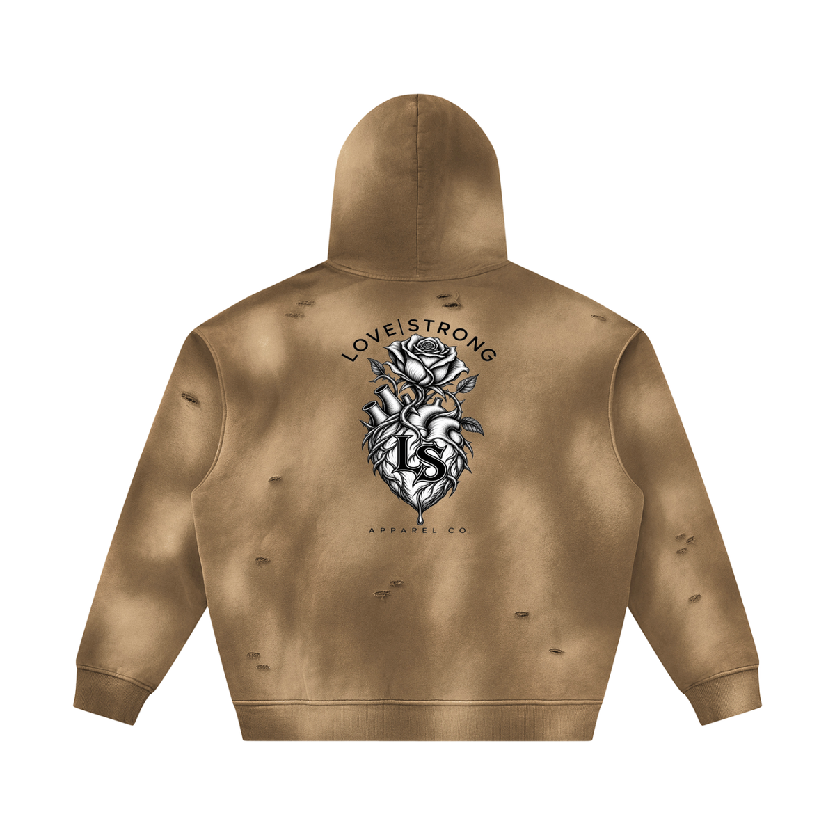 Thorned heart - Sunfade Frayed Fleece Hoodie