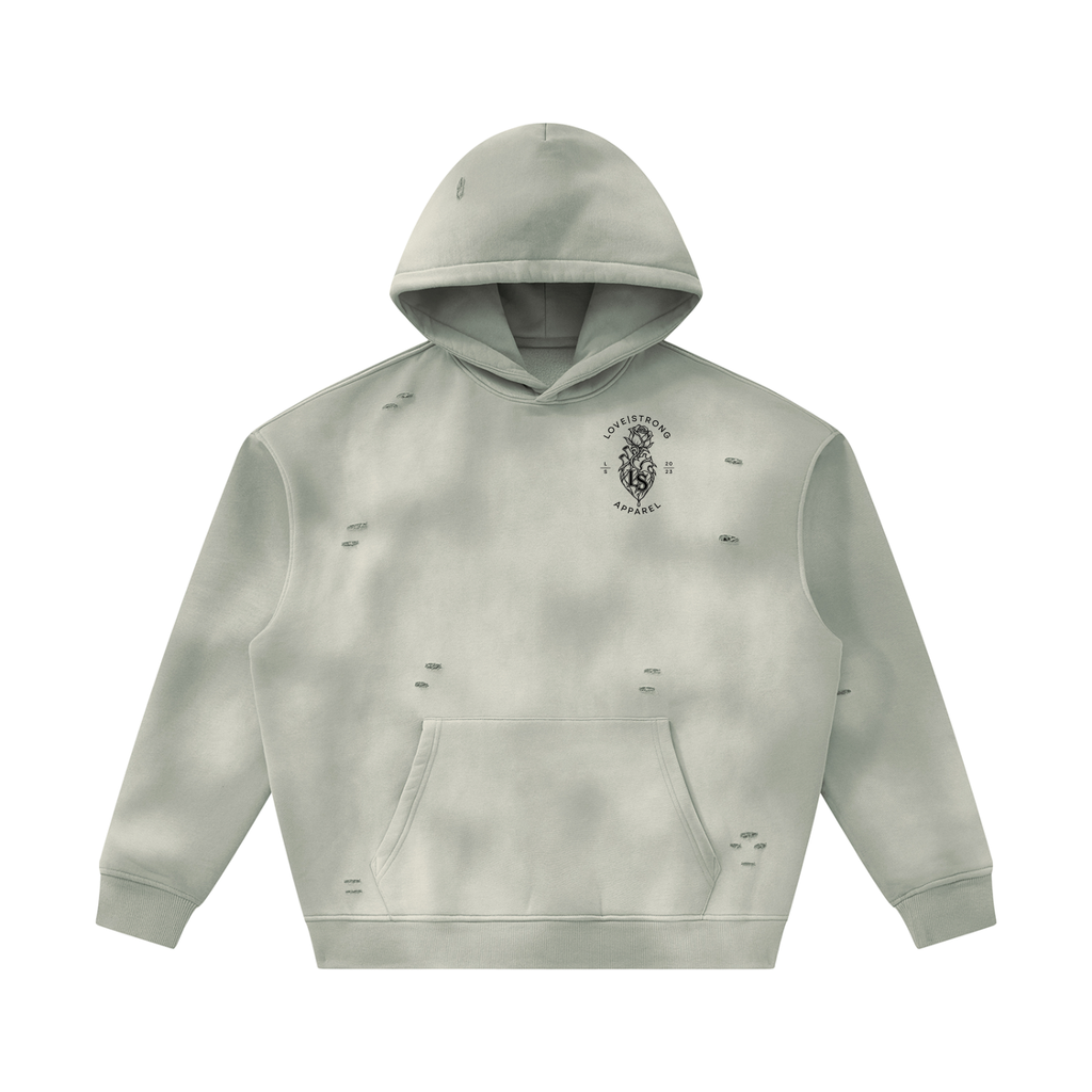 Thorned heart - Sunfade Frayed Fleece Hoodie