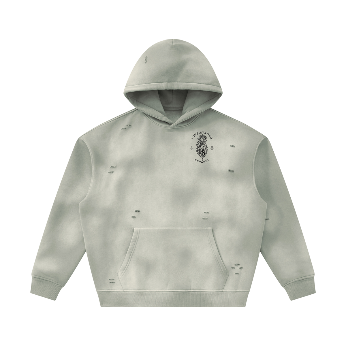 Thorned heart - Sunfade Frayed Fleece Hoodie