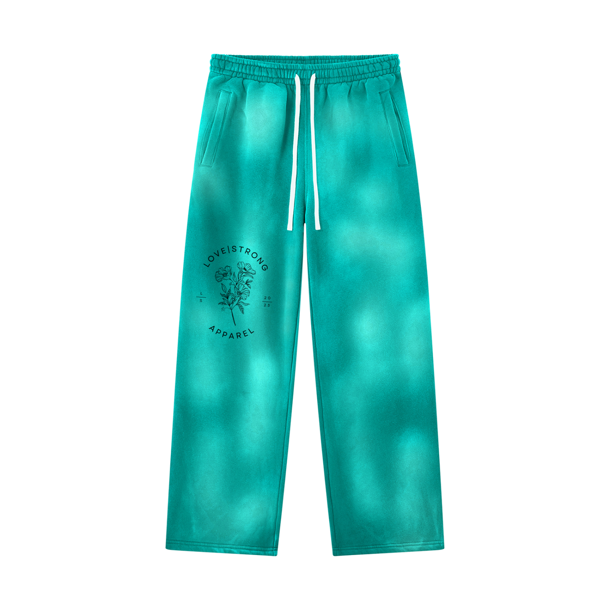 Lovestrong Flower Unisex Sunfade Wide Leg Fleece Sweatpants