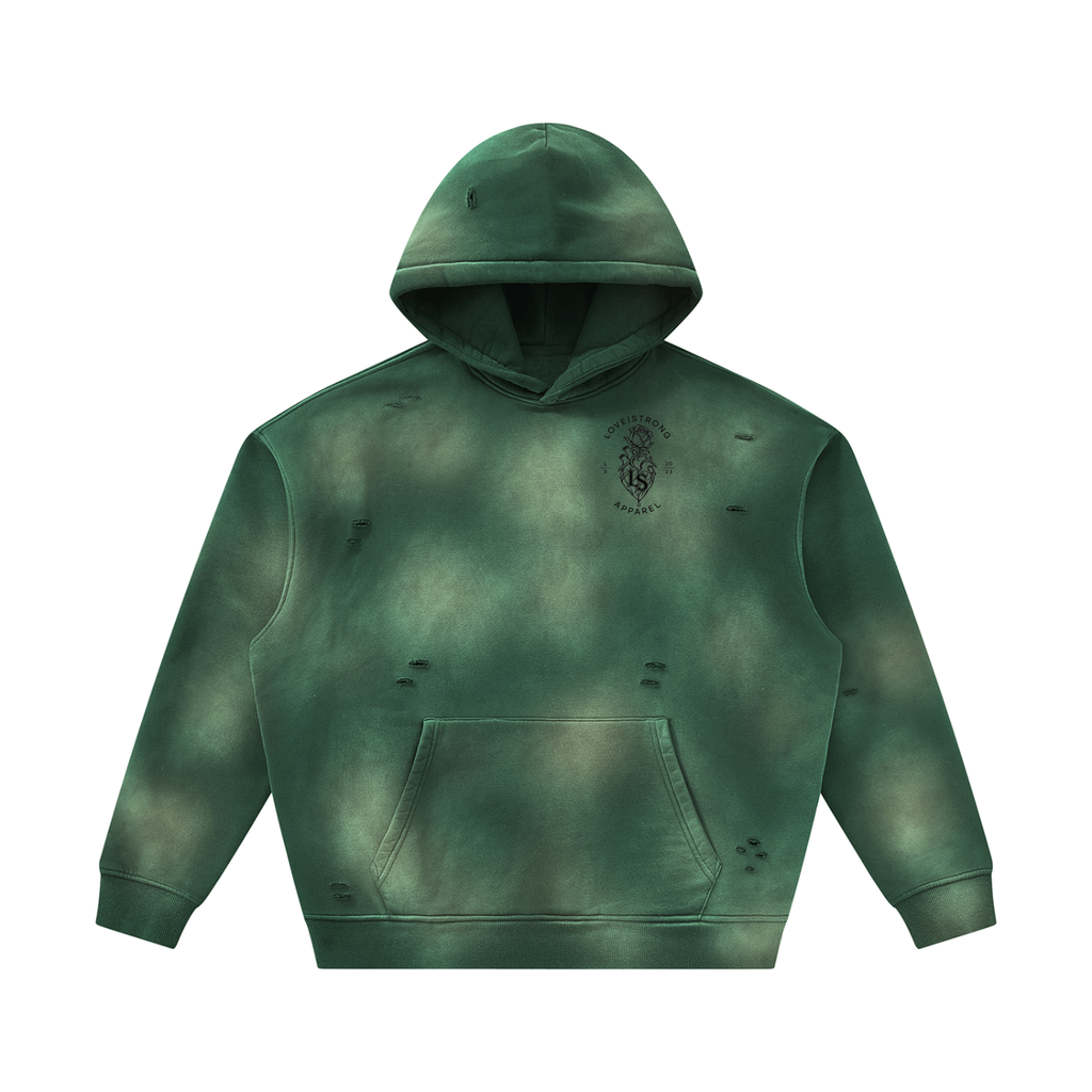 Thorned heart - Sunfade Frayed Fleece Hoodie
