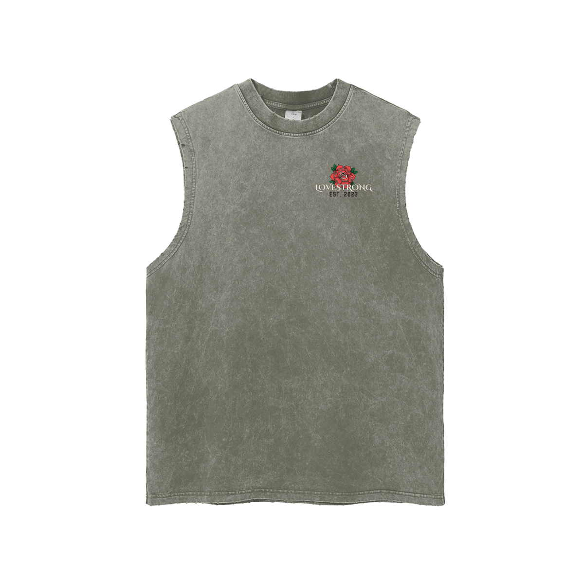 Broken heart Snow Washed Frayed Hem Tank Top
