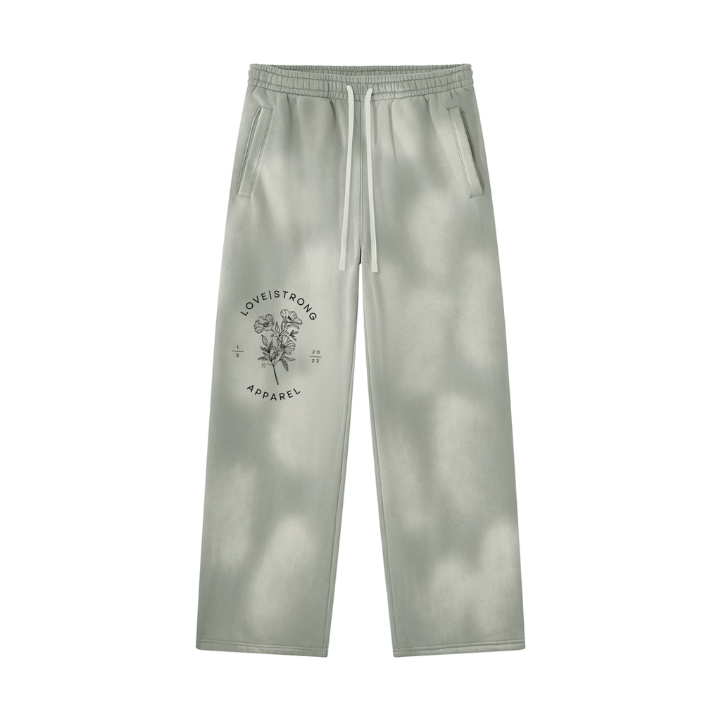 Lovestrong Flower Unisex Sunfade Wide Leg Fleece Sweatpants