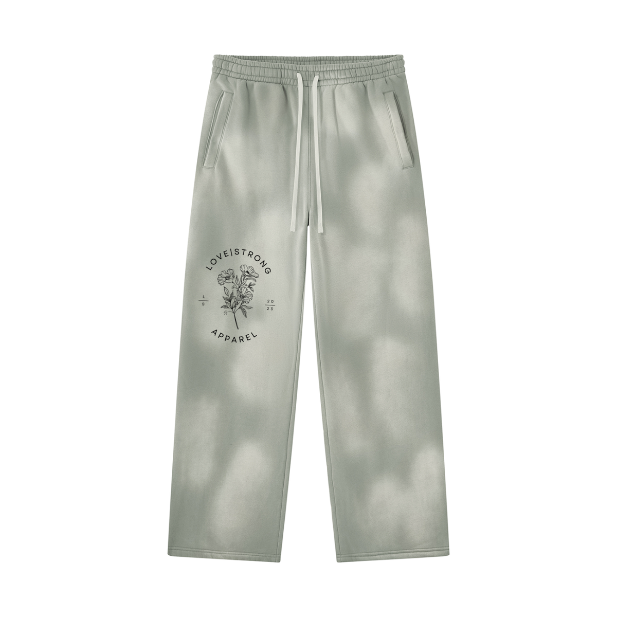 Lovestrong Flower Unisex Sunfade Wide Leg Fleece Sweatpants