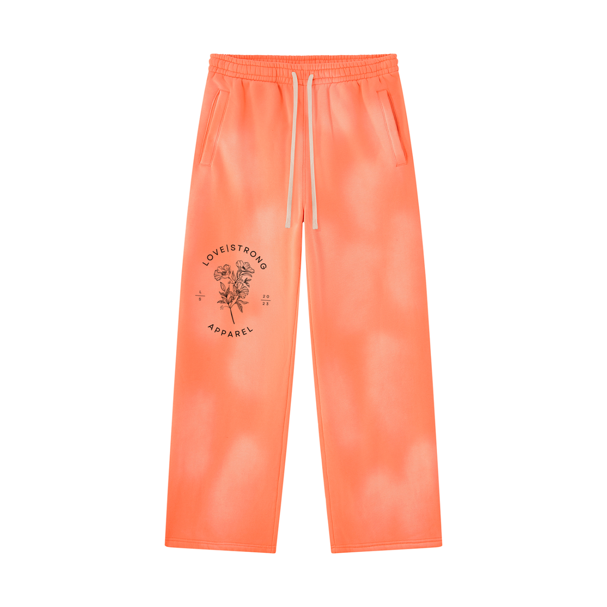 Lovestrong Flower Unisex Sunfade Wide Leg Fleece Sweatpants