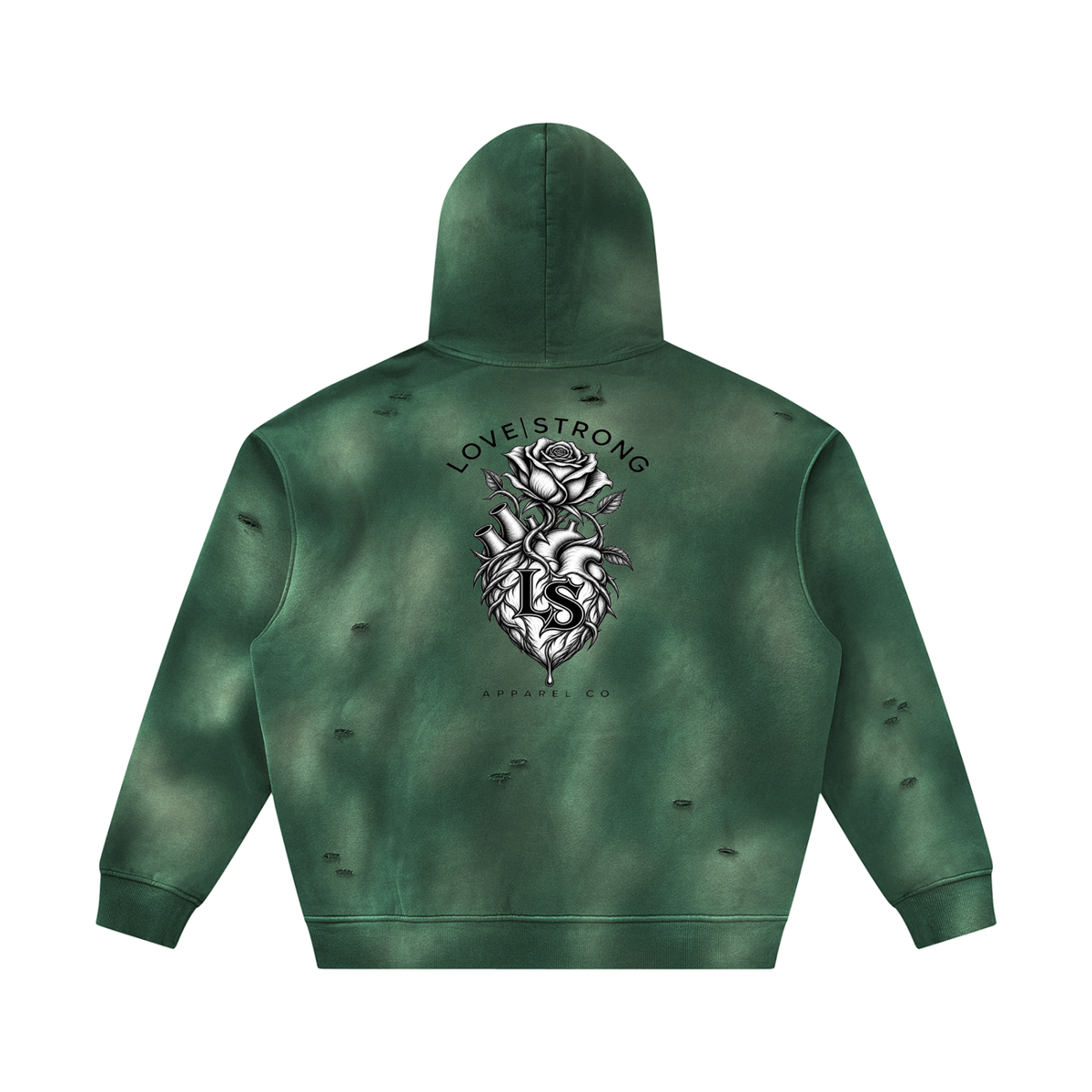 Thorned heart - Sunfade Frayed Fleece Hoodie