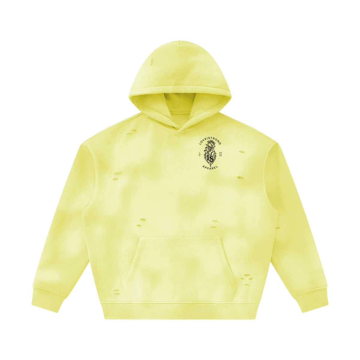 Thorned heart - Sunfade Frayed Fleece Hoodie