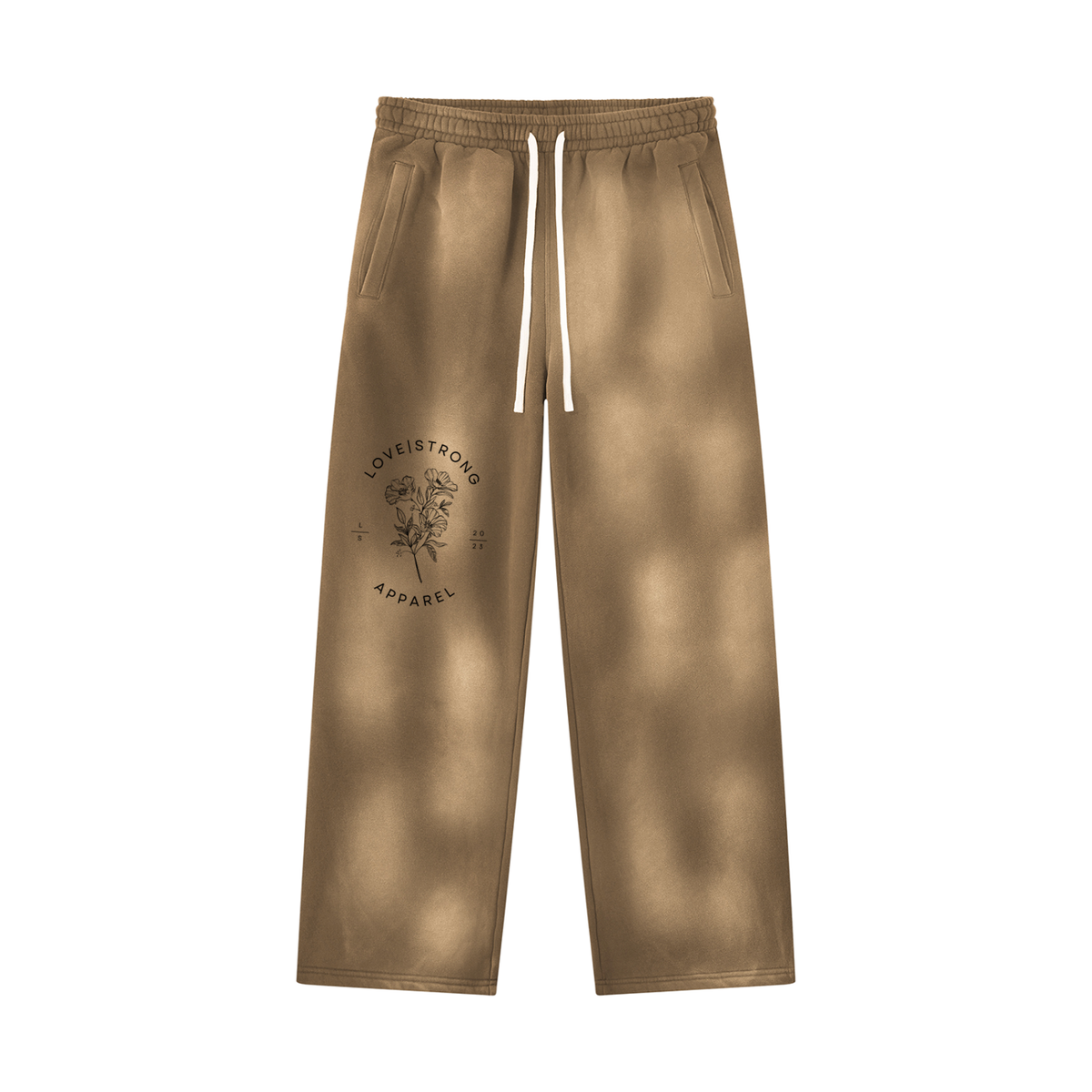 Lovestrong Flower Unisex Sunfade Wide Leg Fleece Sweatpants