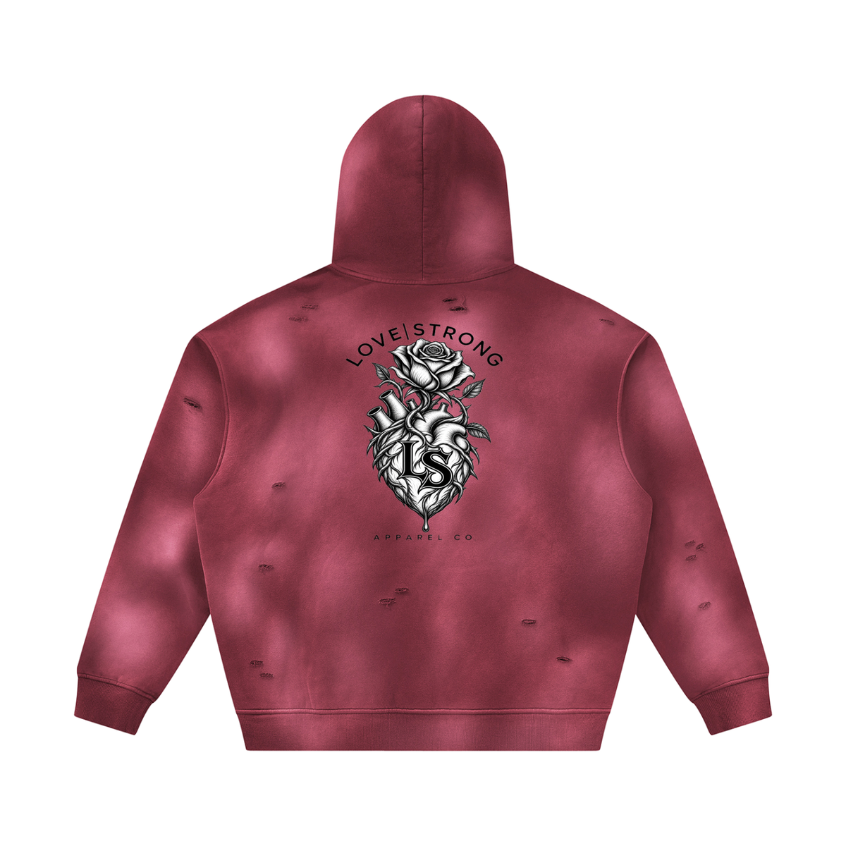 Thorned heart - Sunfade Frayed Fleece Hoodie