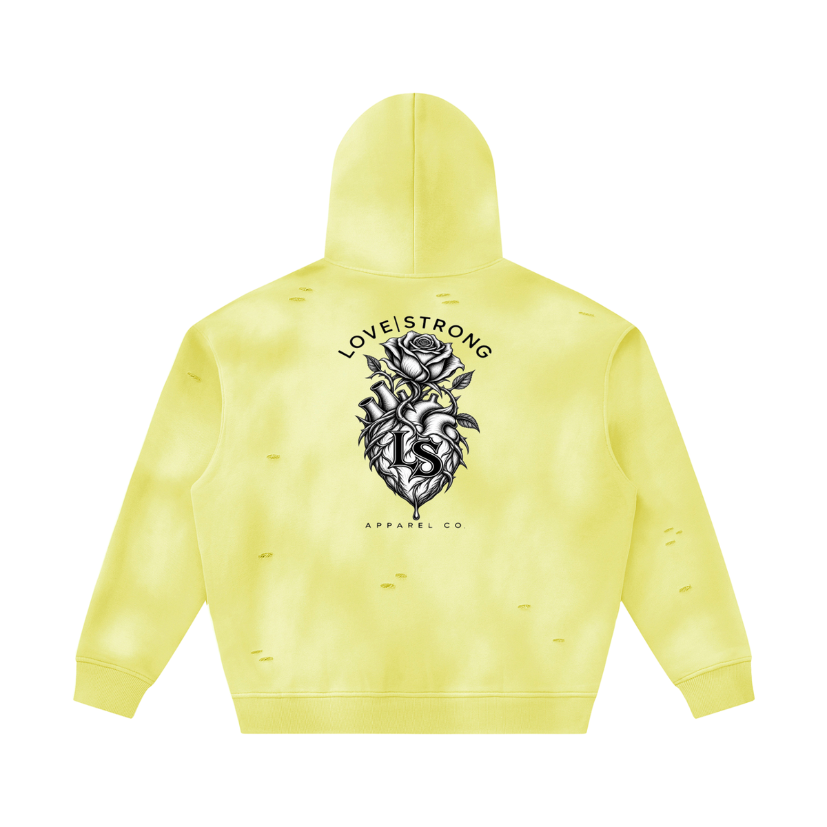 Thorned heart - Sunfade Frayed Fleece Hoodie