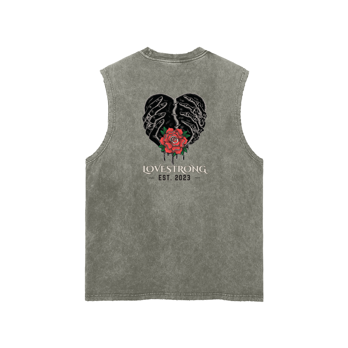 Broken heart Snow Washed Frayed Hem Tank Top