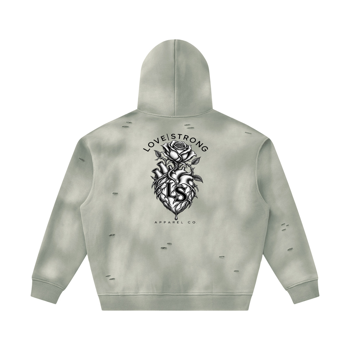 Thorned heart - Sunfade Frayed Fleece Hoodie