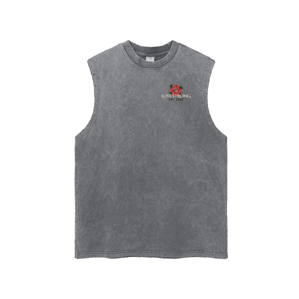 Broken heart Snow Washed Frayed Hem Tank Top