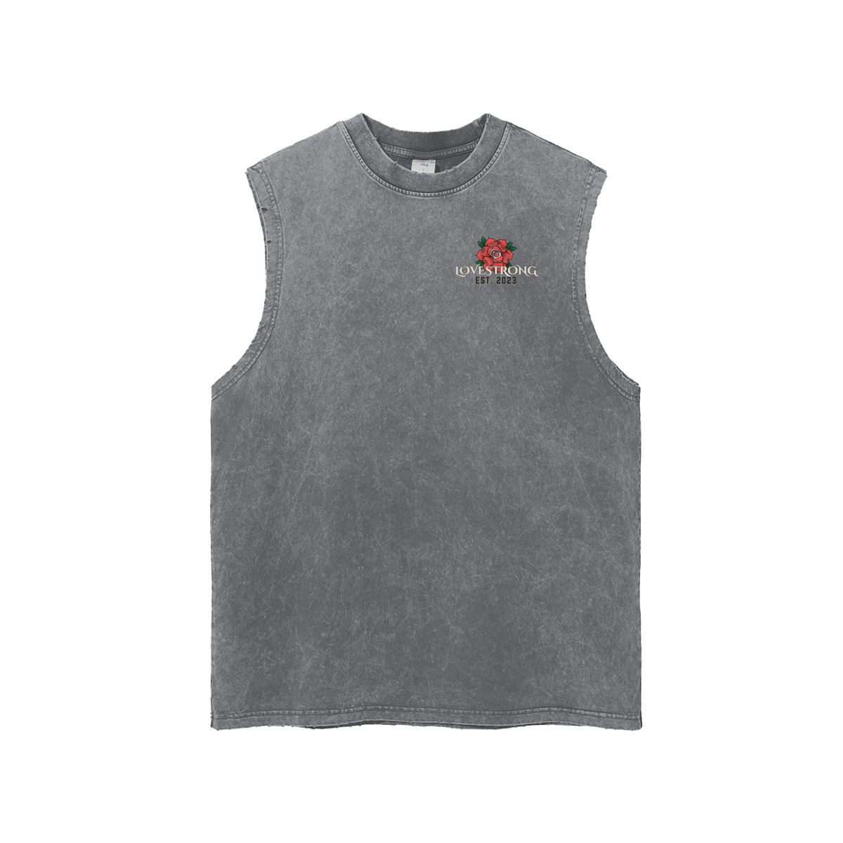 Broken heart Snow Washed Frayed Hem Tank Top