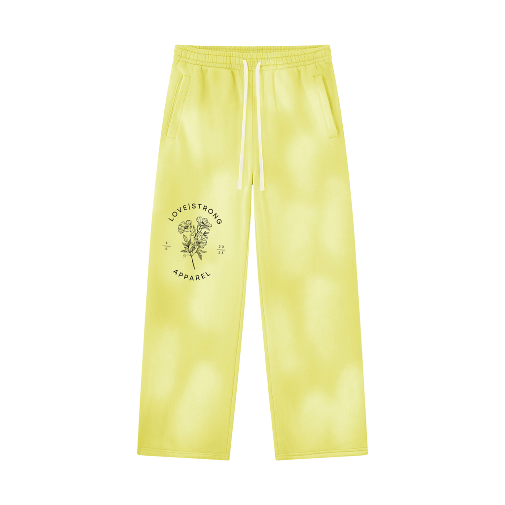 Lovestrong Flower Unisex Sunfade Wide Leg Fleece Sweatpants