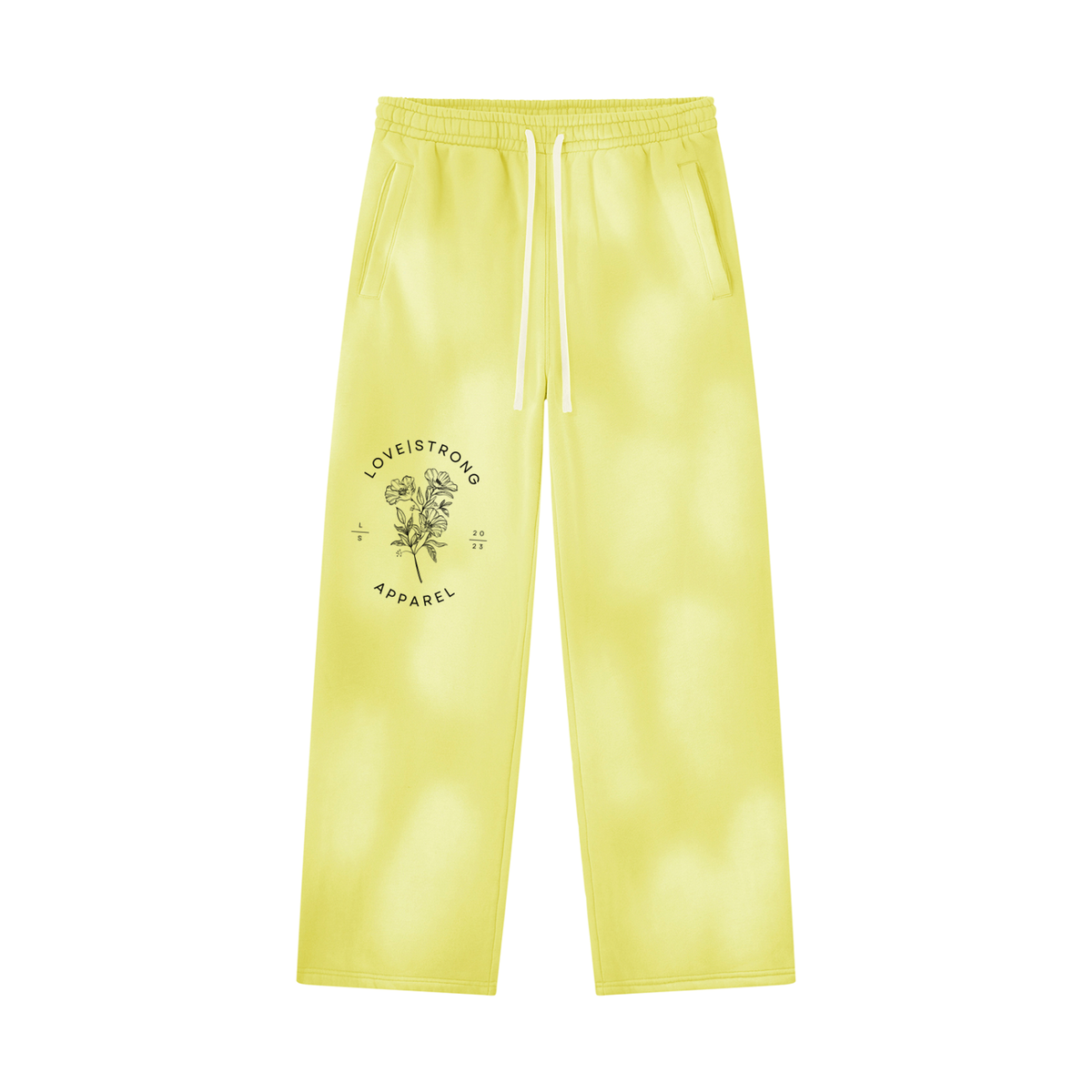 Lovestrong Flower Unisex Sunfade Wide Leg Fleece Sweatpants