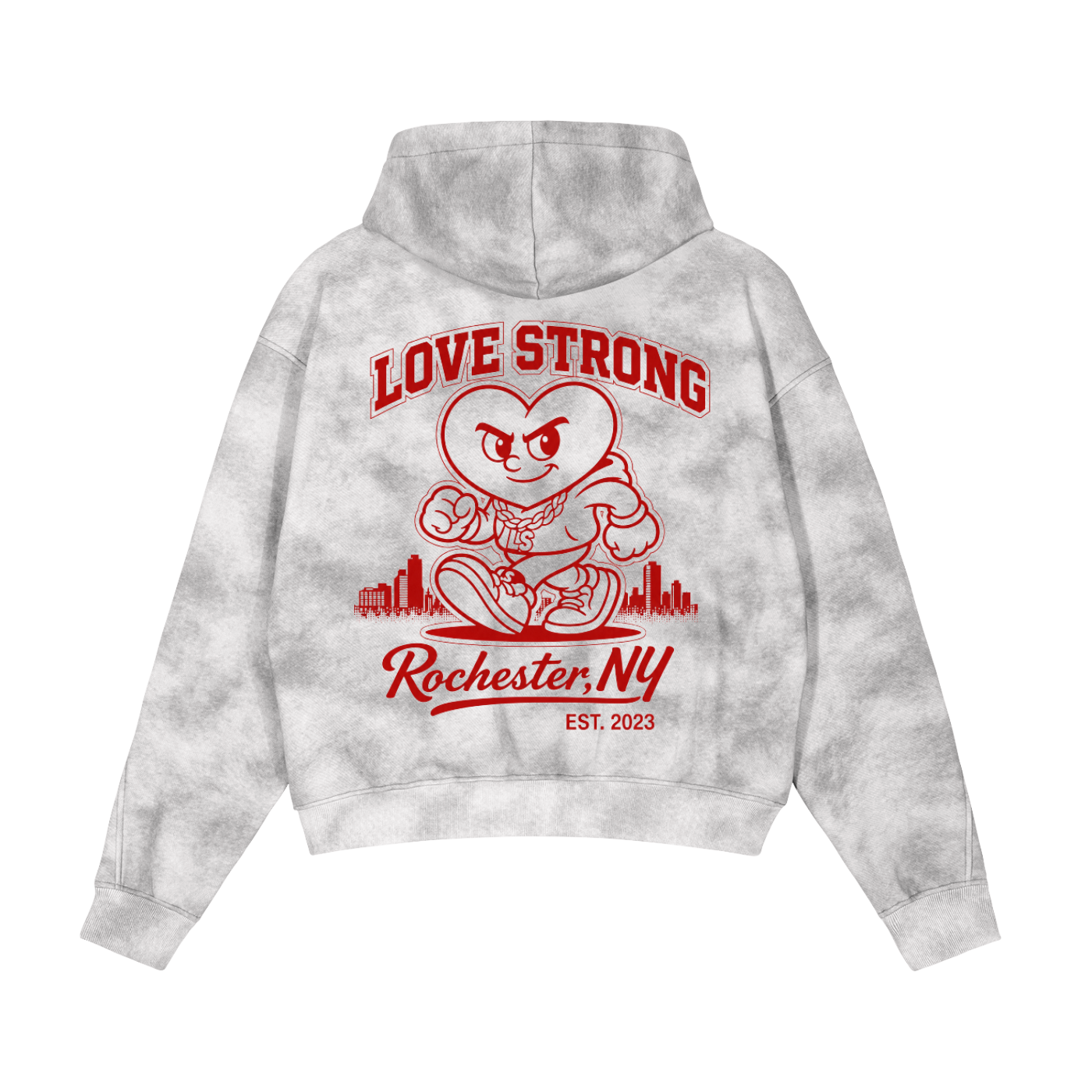 LS - Dirty Red Washed Zip-Up Fleece Hoodie