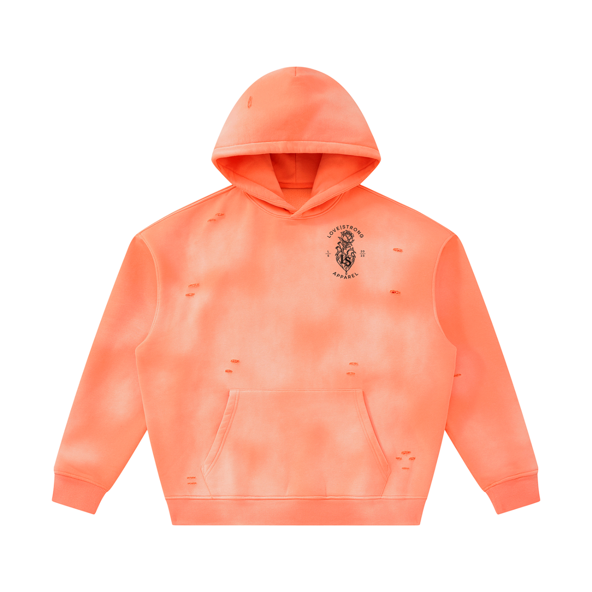 Thorned heart - Sunfade Frayed Fleece Hoodie