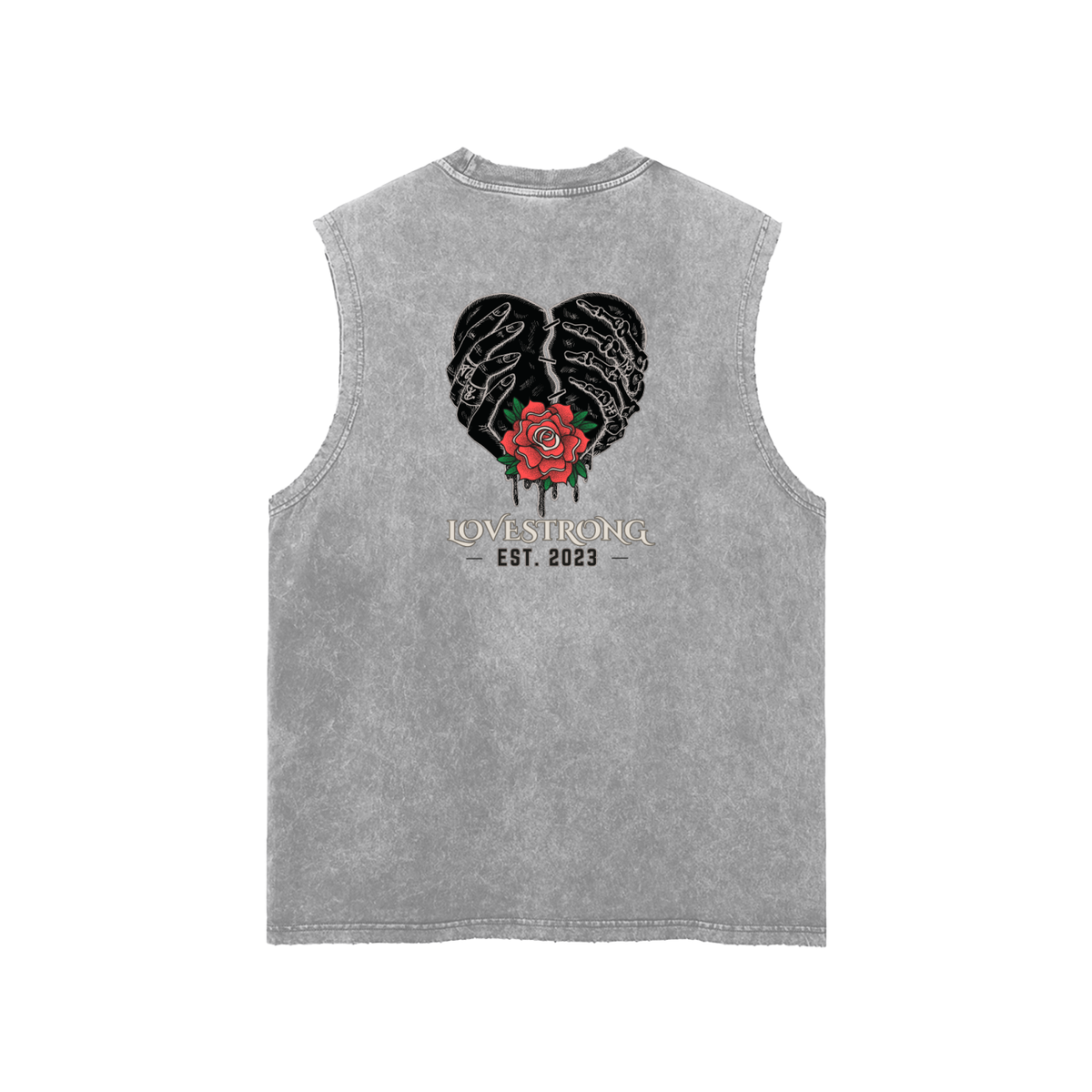 Broken heart Snow Washed Frayed Hem Tank Top