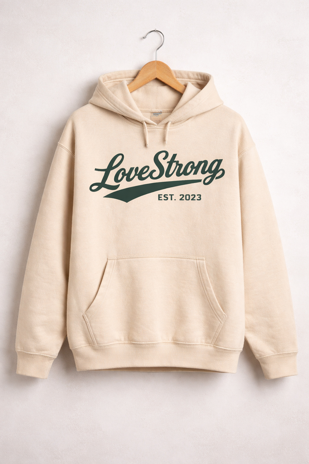 LoveStrong “Stand Alone — Vol. 1” Heavyweight Hoodie (Cream / Forest)