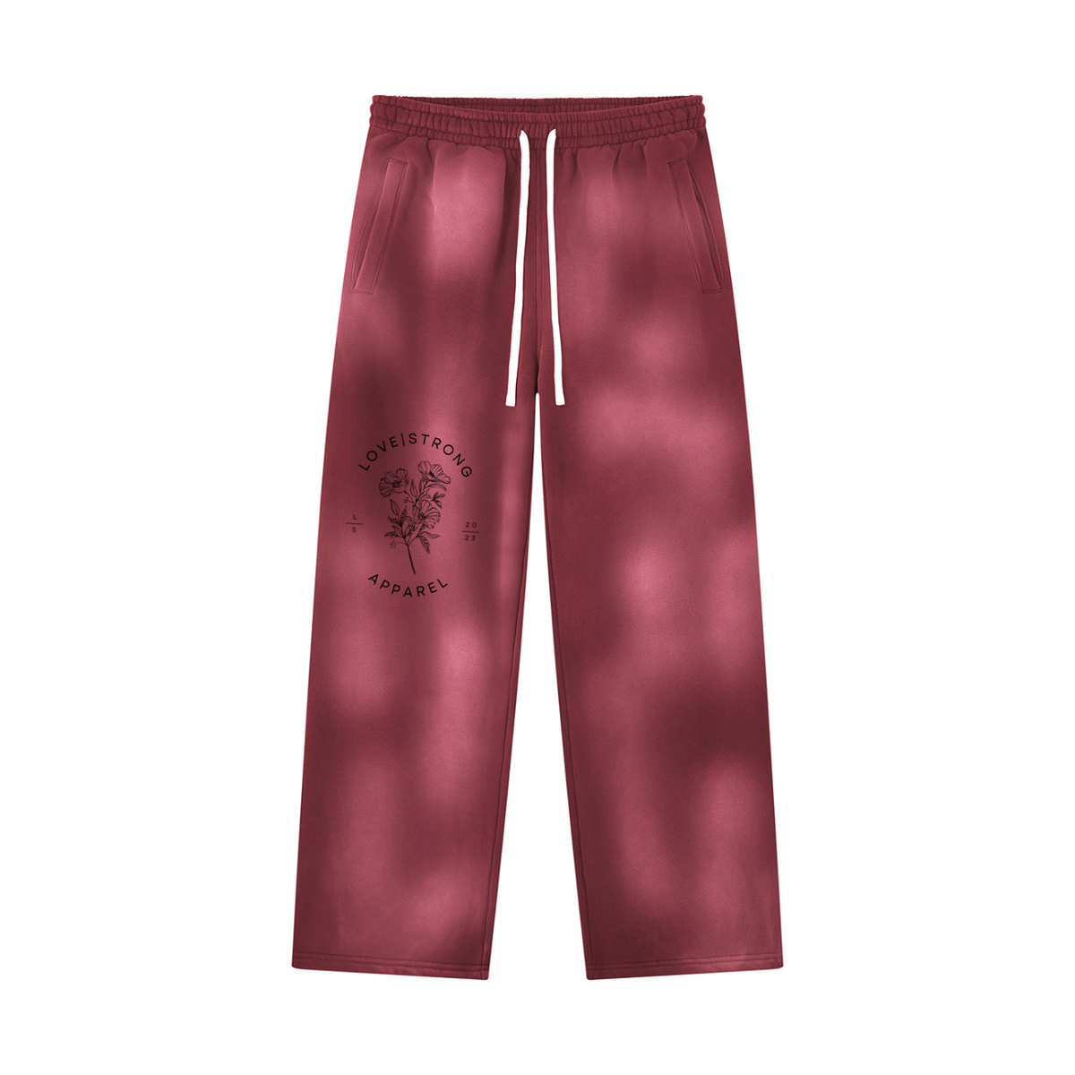 Lovestrong Flower Unisex Sunfade Wide Leg Fleece Sweatpants