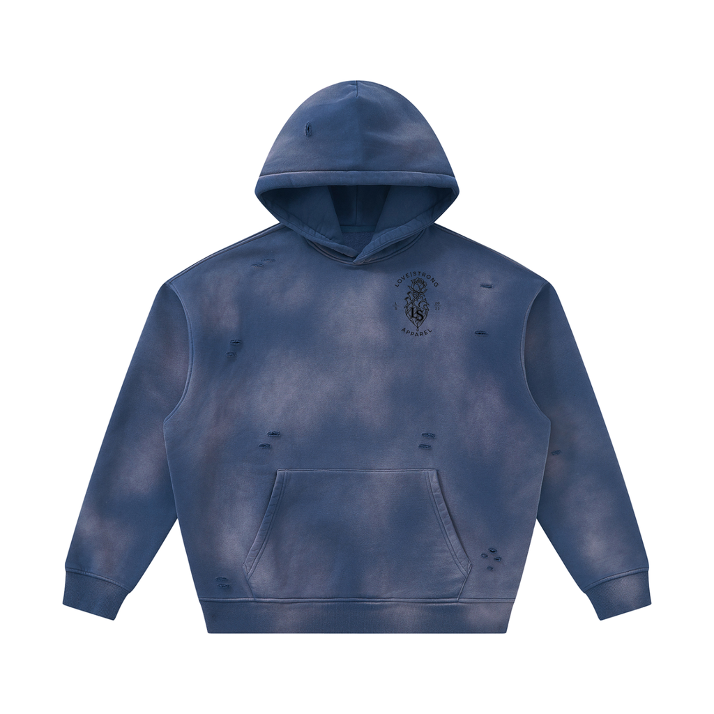 Thorned heart - Sunfade Frayed Fleece Hoodie