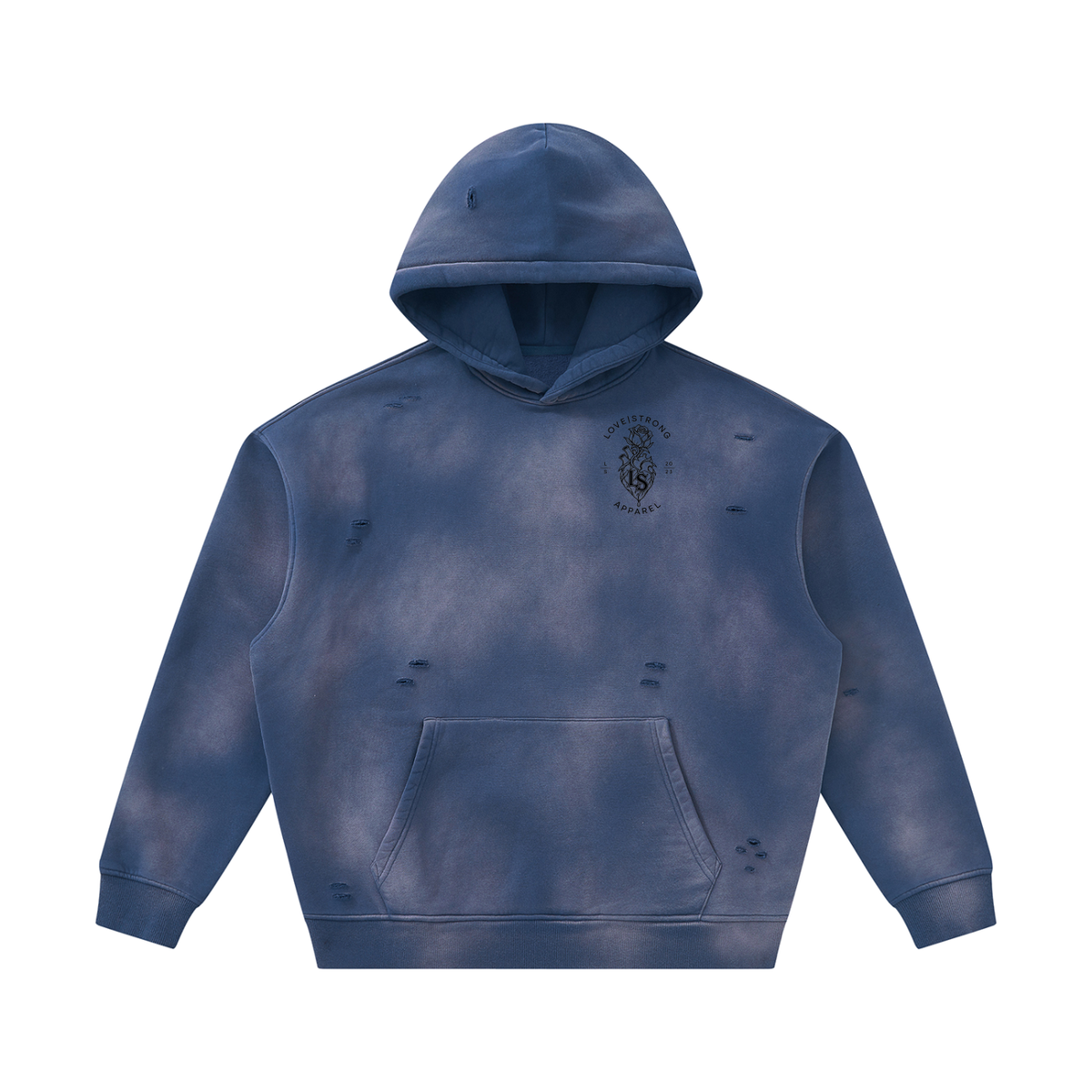 Thorned heart - Sunfade Frayed Fleece Hoodie