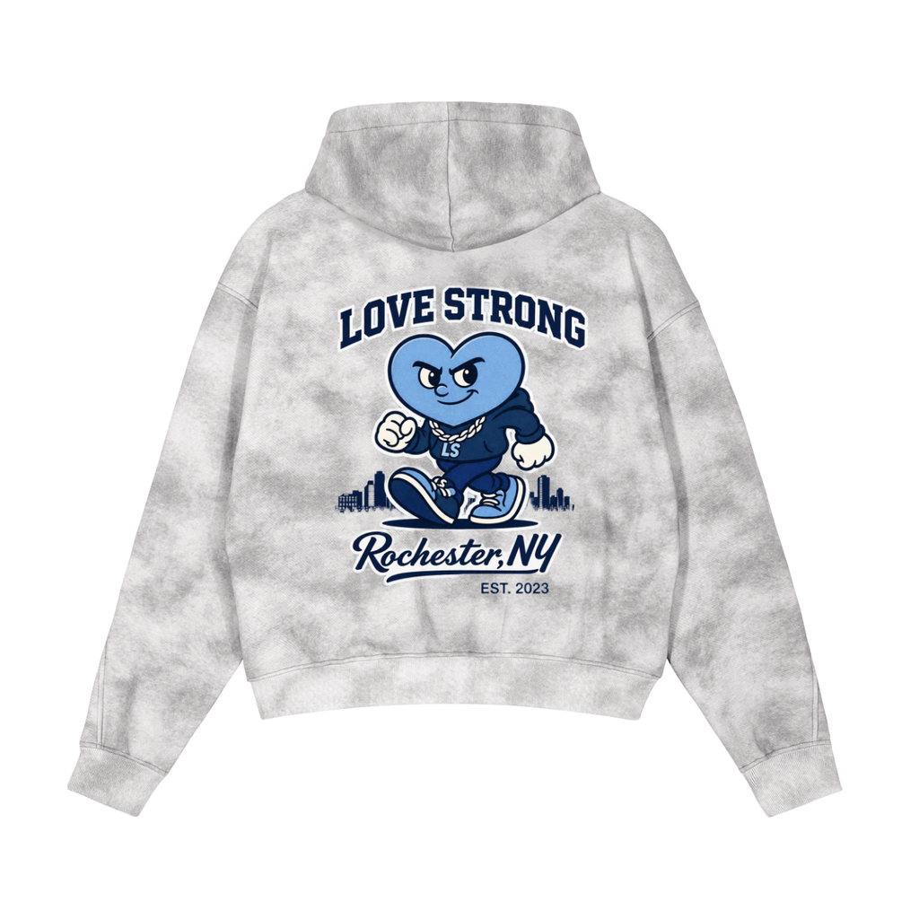 Dirty Blue Washed Zip-Up Fleece Hoodie