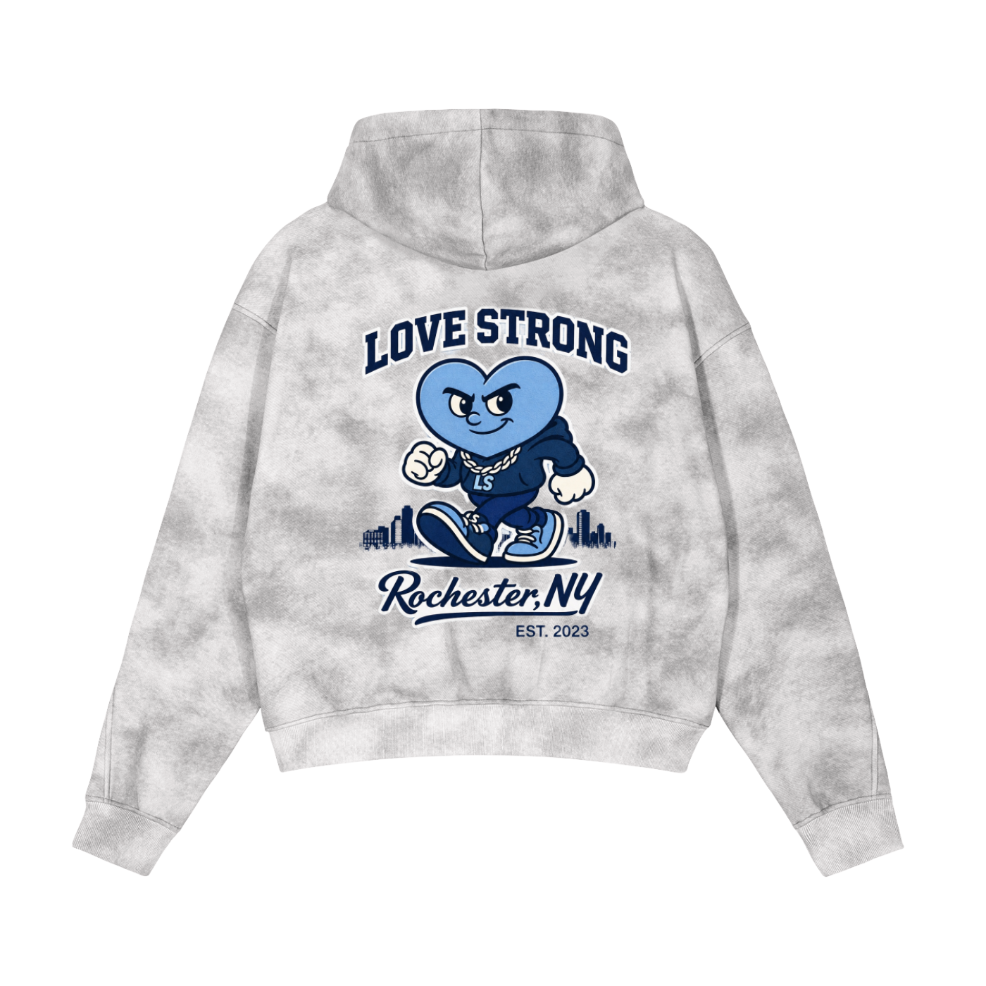 Dirty Blue Washed Zip-Up Fleece Hoodie