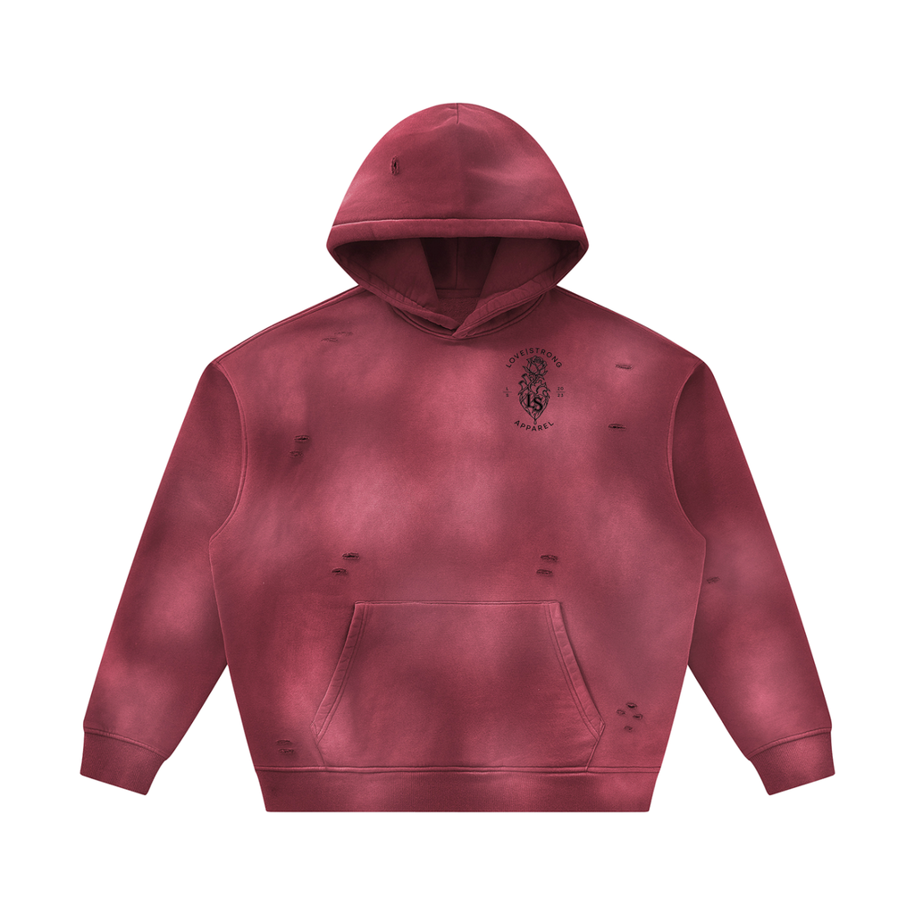Thorned heart - Sunfade Frayed Fleece Hoodie