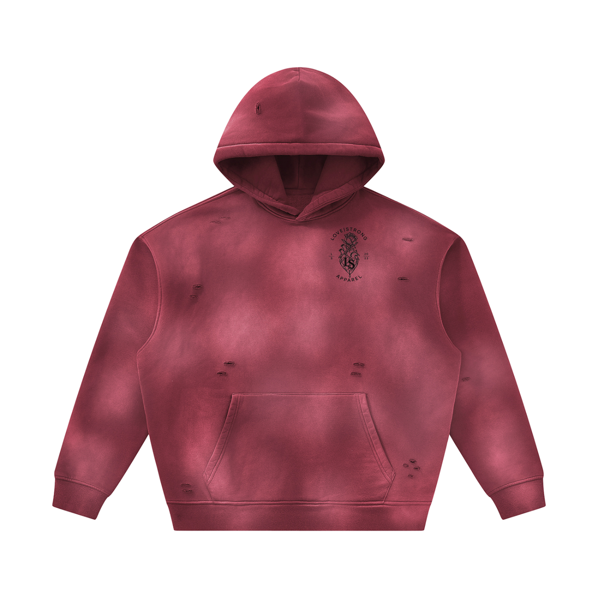 Thorned heart - Sunfade Frayed Fleece Hoodie