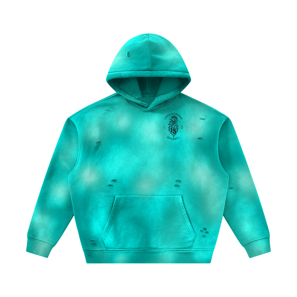Thorned heart - Sunfade Frayed Fleece Hoodie