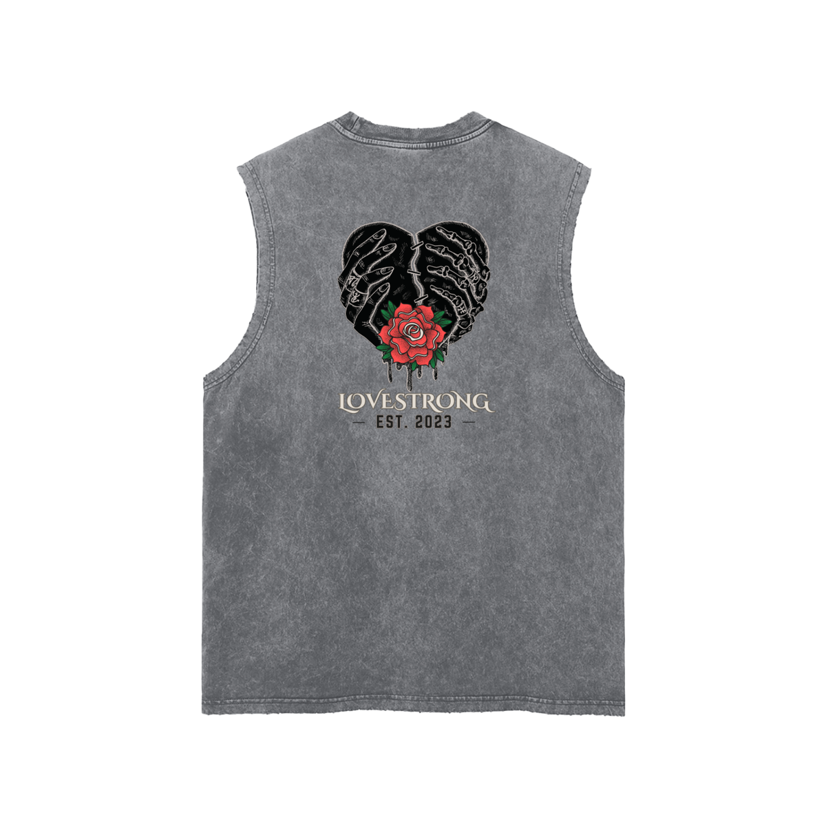 Broken heart Snow Washed Frayed Hem Tank Top