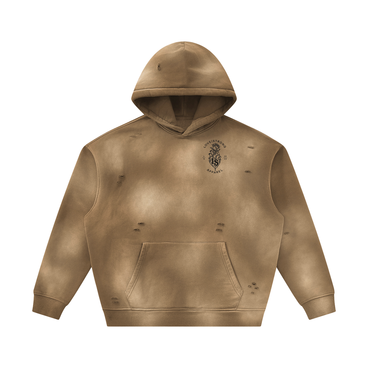 Thorned heart - Sunfade Frayed Fleece Hoodie
