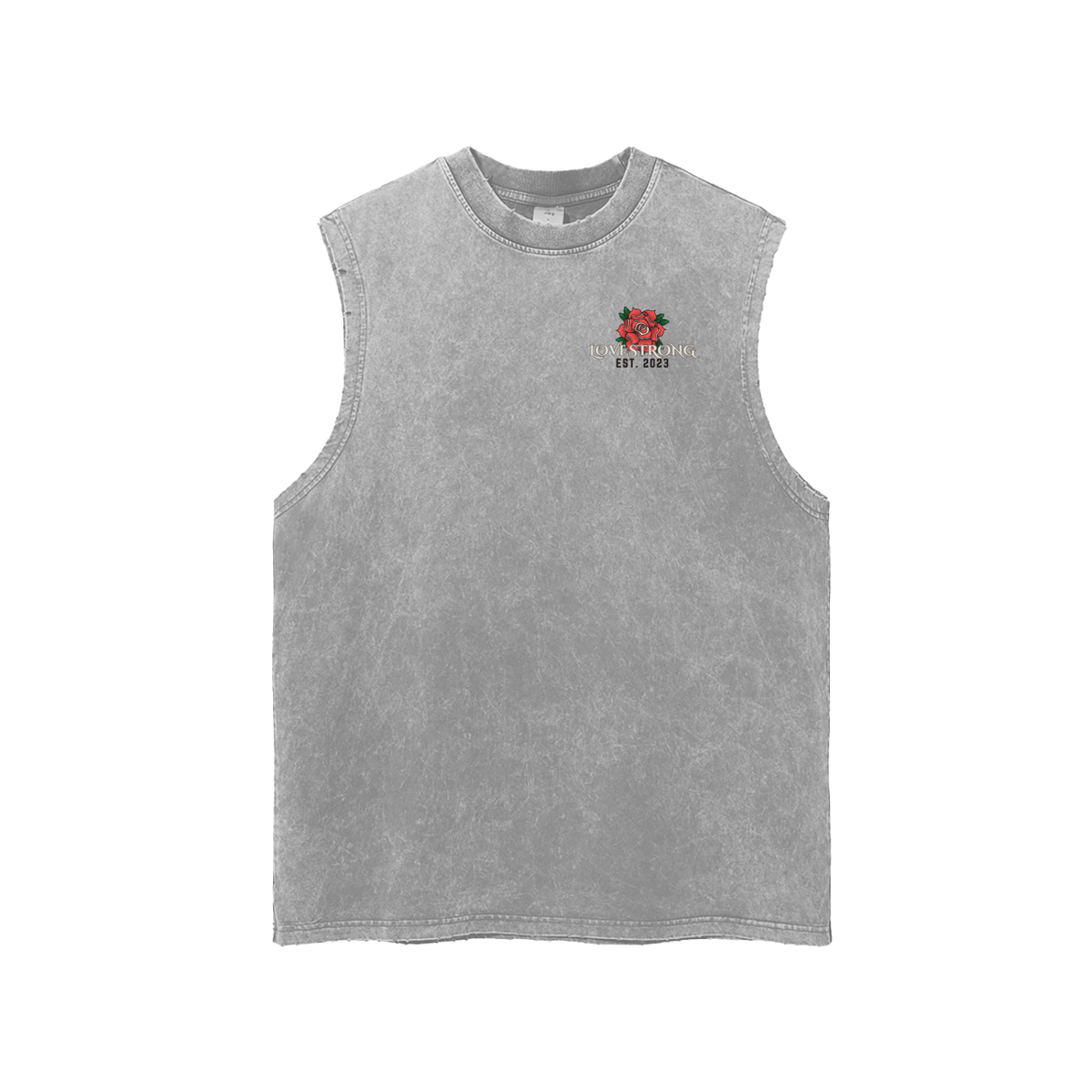 Broken heart Snow Washed Frayed Hem Tank Top